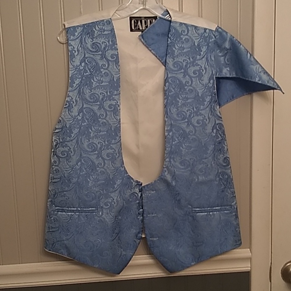 MENS medium blue tapestry vest set